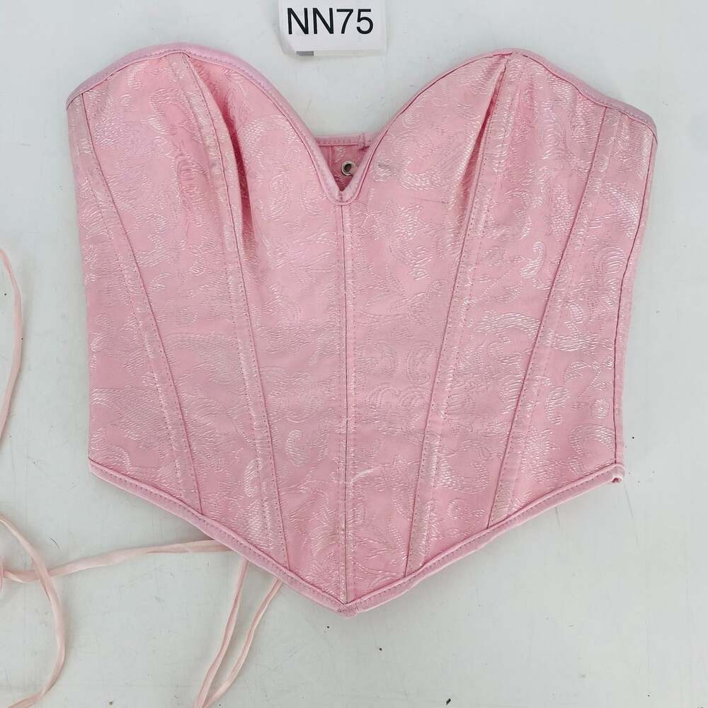 Pink Brocade Lace Up Back Corset Sweetheart Neck Fairy Ren Faire XS Coquette